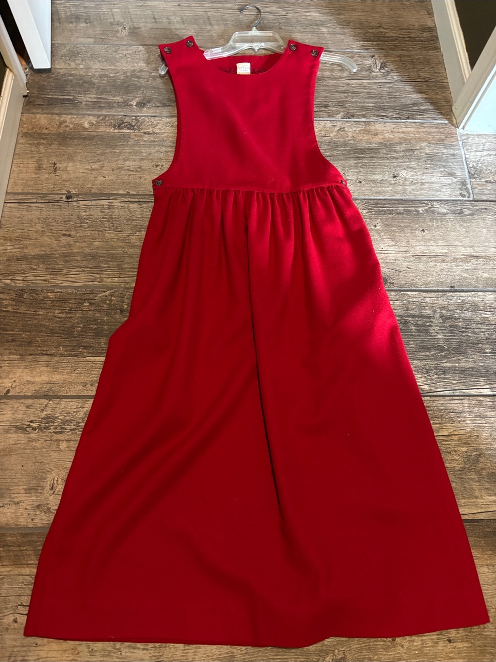 VINTAGE Red Pinafore Maxi Dress